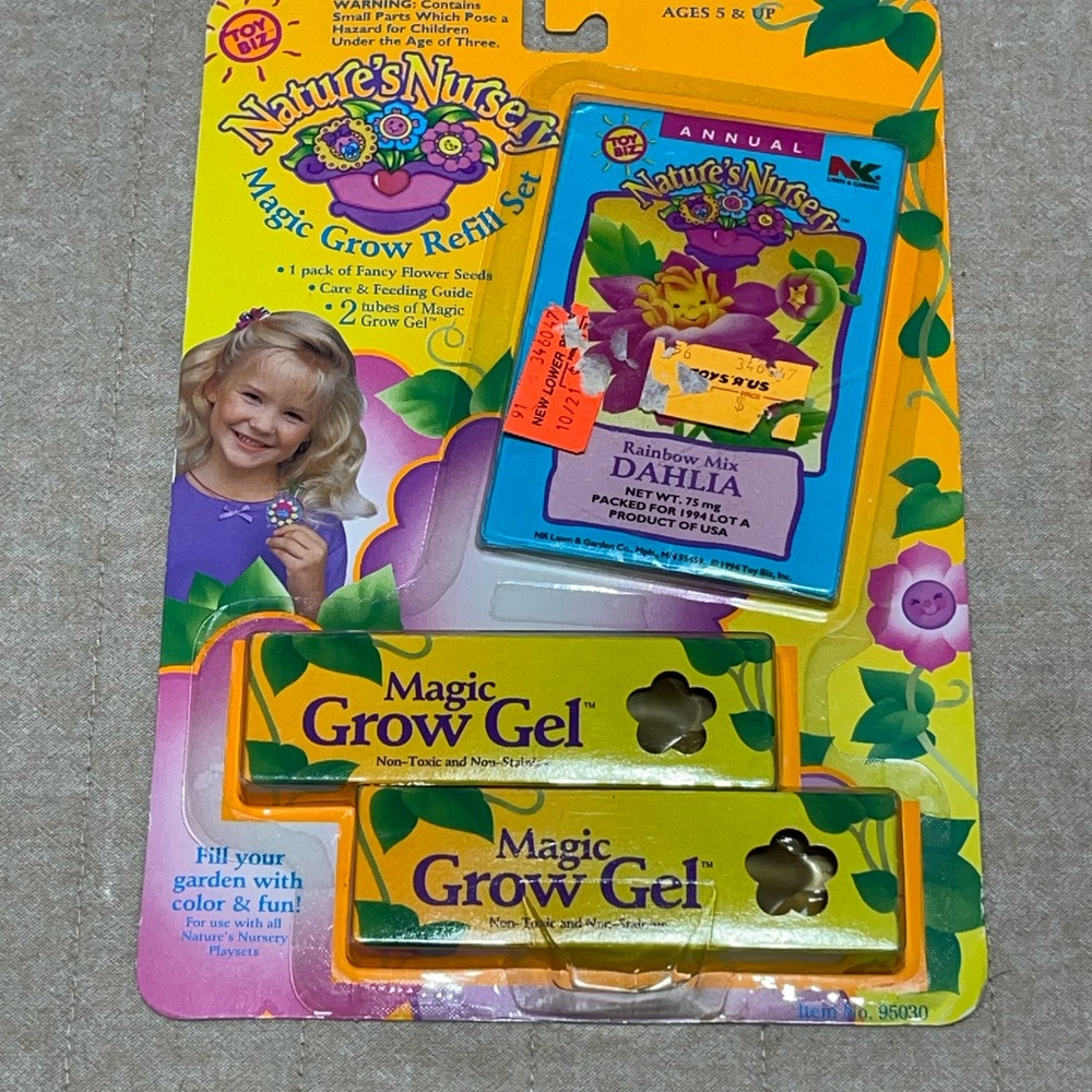 1994 Toy Biz Natures Nursery Magic Grow Refill kit NEW in pkg Dahlia Seeds